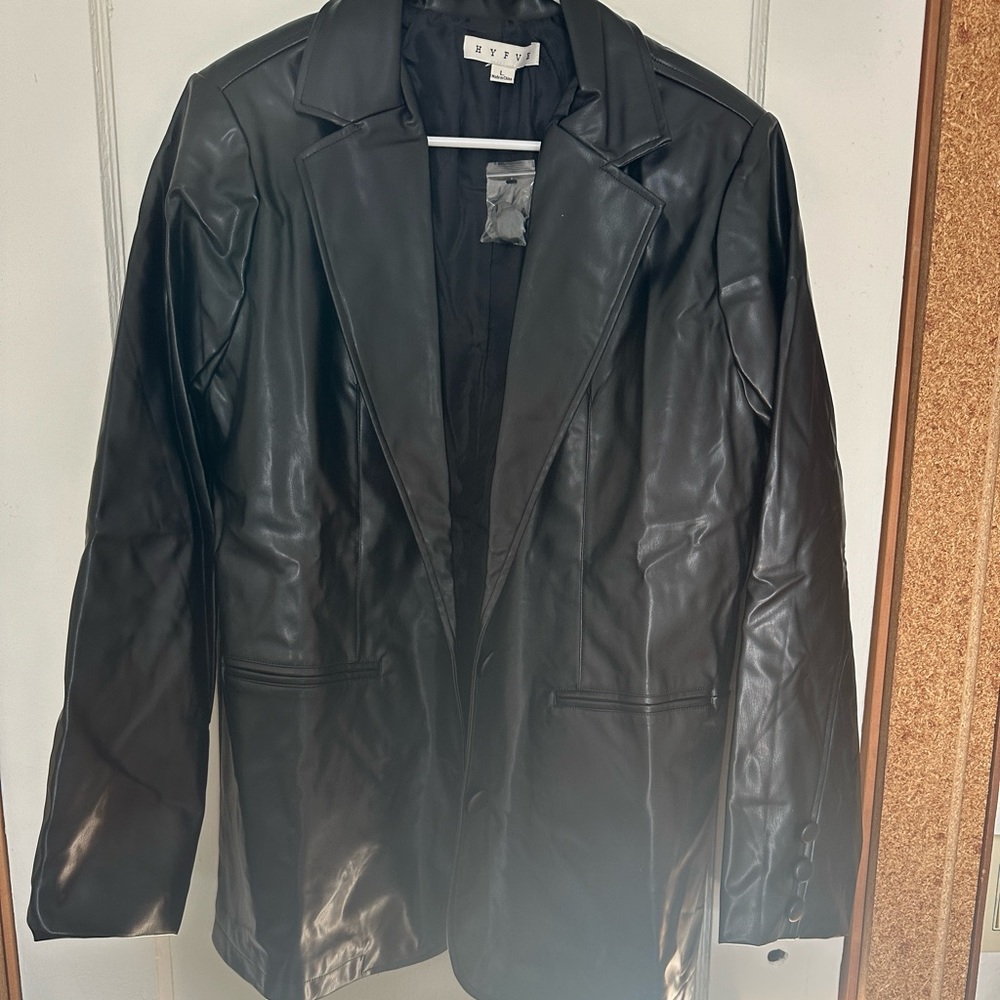 NBW Black faux leather Blazer